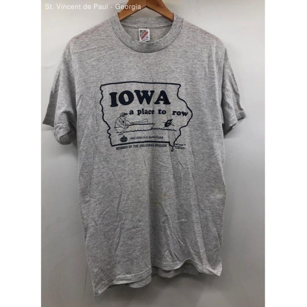 Men's Jerzees Gray Vintage Iowa 1993 Tee Shirt - Size Large